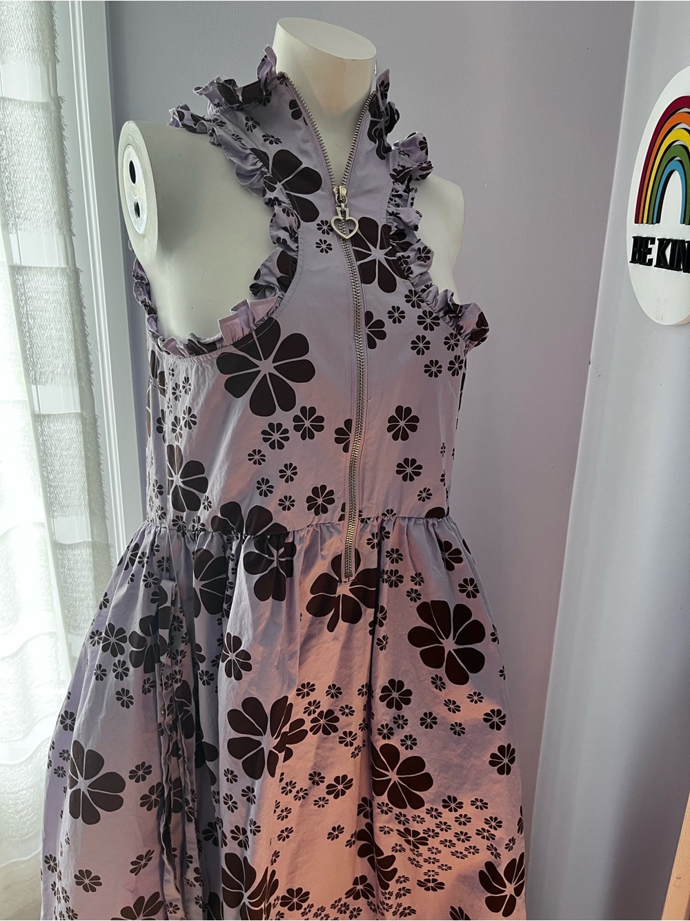 kate spade Lavender Floral Midi Dress with Black Flowers